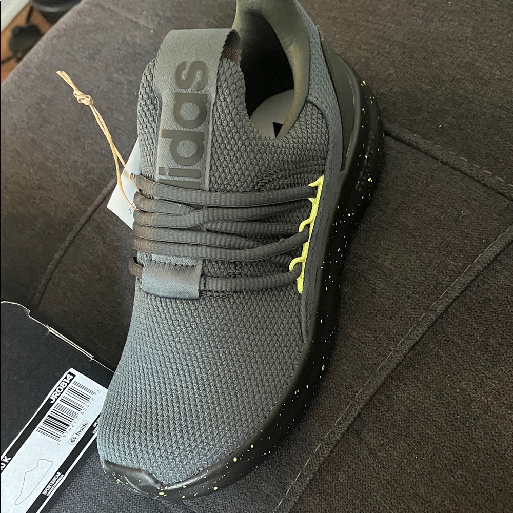 Adidas Kids Gray Sneakers with Yellow Accents